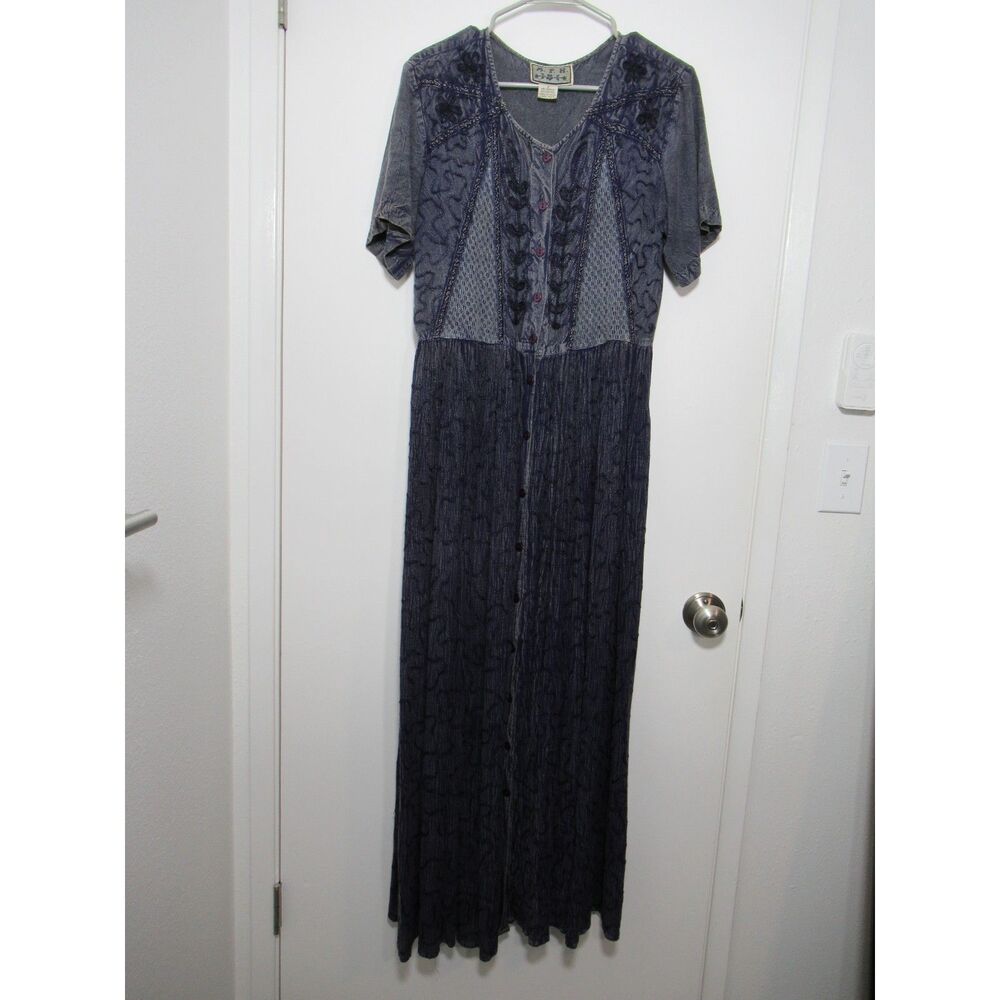 M.P.H. Embroidered Maxi Dress Size Small Cottagecore Vintage 90's
